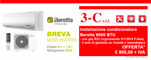 Offerta installazione condizionatore monosplit Beretta 9000 BTU