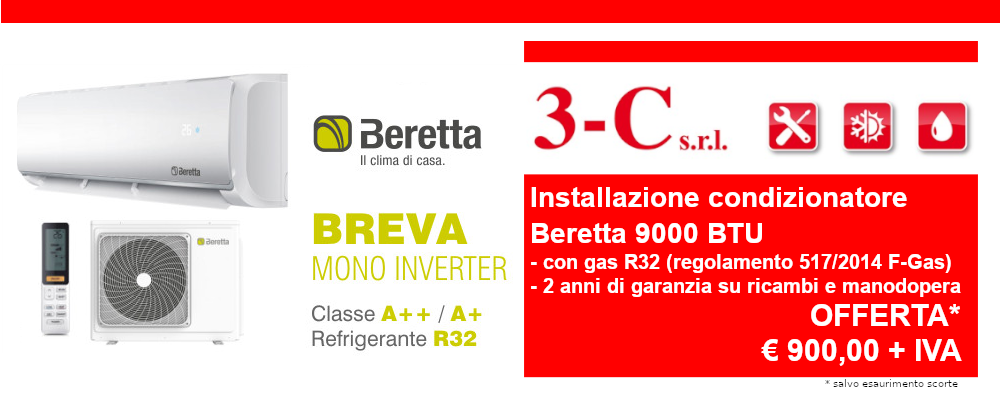 Offerta installazione condizionatore monosplit Beretta 9000 BTU Offerta installazione condizionatore monosplit Beretta 9000 BTU