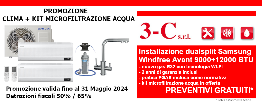 Promozione installazione condizionatore Samsung Windfree con microfiltrazione acqua