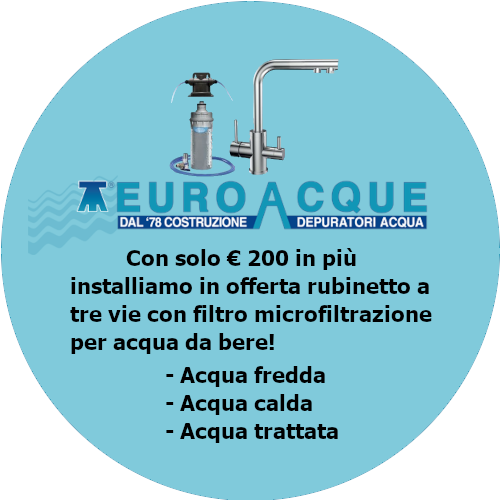 Offerta kit microfiltrazione tre vie – a soli € 200 in più installiamo il kit microfiltrazione tre vie per acqua da bere