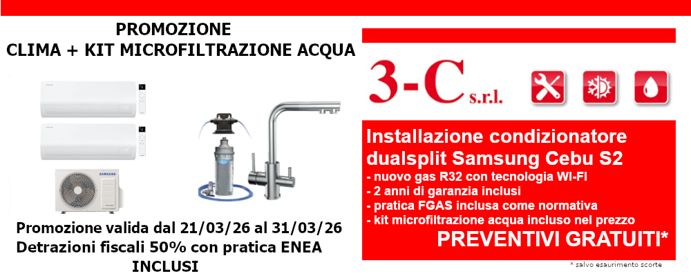 Promozione dualsplit Samsung Cebu S2 con microfiltrazione acqua