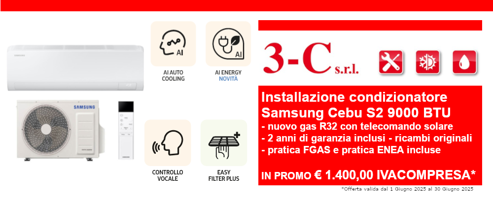 Promozione installazione condizionatore Samsung Cebu S2 9000 BTU Promozione installazione condizionatore Samsung Cebu S2 9000 BTU