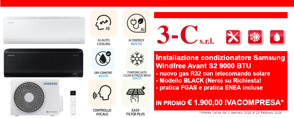 Promozione installazione condizionatore Samsung Windfree Avant S2 9000 BTU Promozione installazione condizionatore Samsung Windfree Avant S2 9000 BTU