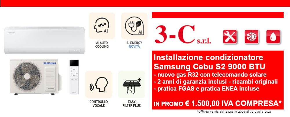 Promozione installazione condizionatore Samsung Cebu S2 9000 BTU Promozione installazione condizionatore Samsung Cebu S2 9000 BTU